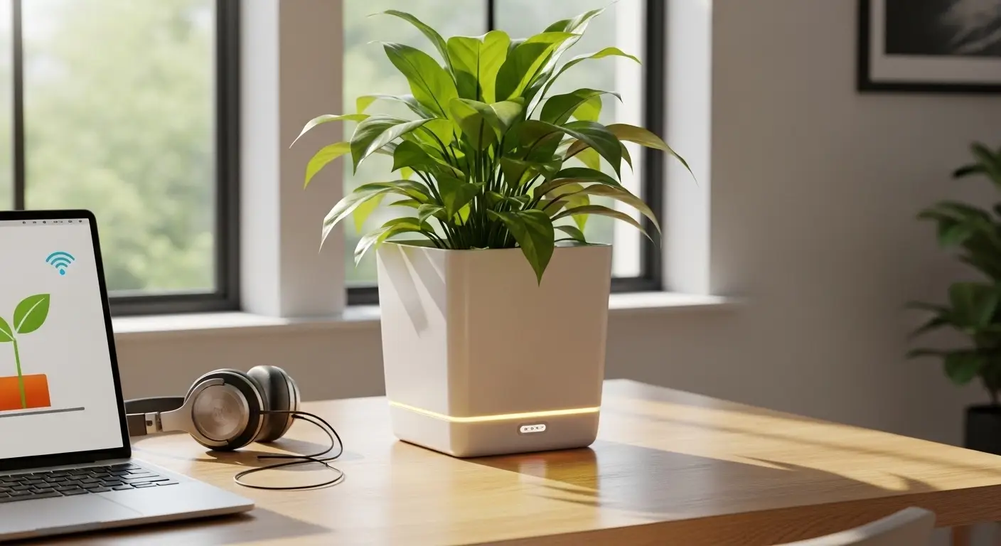 Smart indoor plant pot with LED growth light
