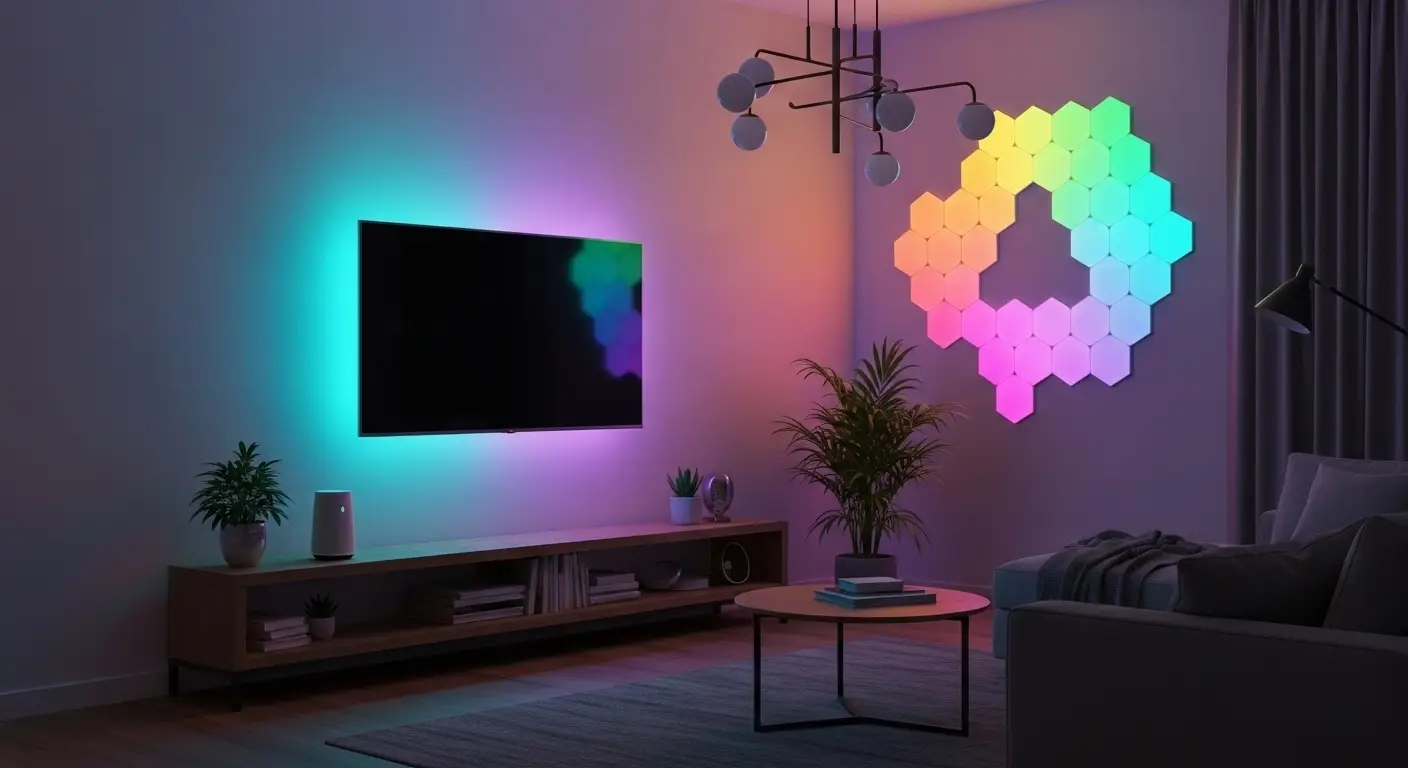 modern smart home decor gadgets in stylish living room