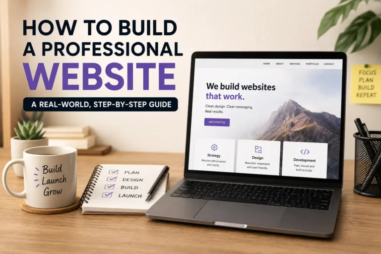 How to build a professional website step by step guide with website design, hosting, domain, and web development tips